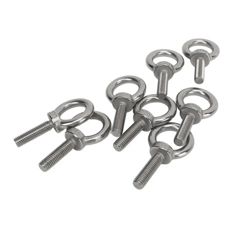 Beefy Stainless Steel Eye Bolts Set For RV And Boat, Heavy Duty Hanger Kit With Washer And Nylon Nut, Easy To Use Lifting Or Hanging Hardware, M10 Size, Ideal For Construction, Vehicles, And Marine Gear, stainless steel eye bolts