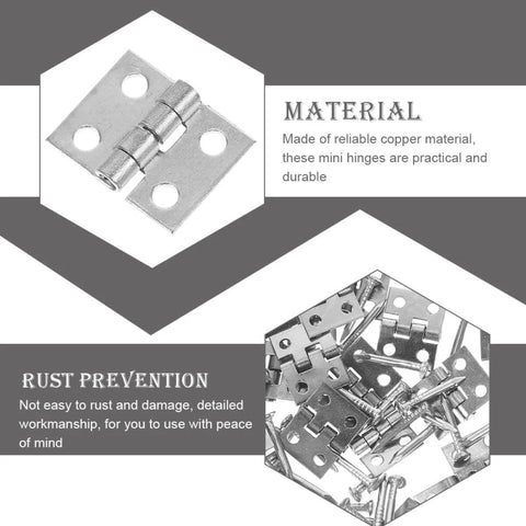 Durable Mini Hinges For Wooden Boxes And Jewelry Boxes With Nails In Silver Copper Finish 75 Pack Tiny Hinges For DIY Craft Projects