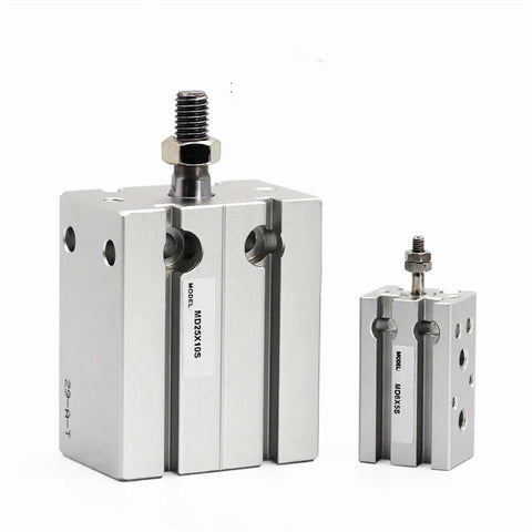 Heavy Duty MD Series Pneumatic Air Tool Cylinder With Free Mount Design And Precision Stroke Options For Smashing Projects And Fast Industrial Jobs, showing two sizes.
