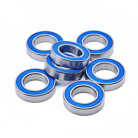 Top Tier 4 Pcs 6903RS Bearings For Bike Hubs Measure 17x30x7 Mm, sealed bearings with blue rubber for smooth cycling.