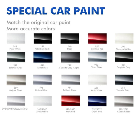 Color chart for Arctic White Touch Up Paint For Mercedes Benz Cars DIY Scratch Repair Kit Quick Easy Fix That Fills Scratches