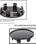 Top Tier Heavy Duty Wheel Center Hub Caps Snapping Design For Cars Suvs And Trucks Sleek Matte Black ABS Plastic close-up showing snap-in feature.