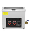 Heavy Duty 6L Ultrasonic Cleaner With Digital Timer And Heater for watches and glasses in sleek stainless steel design.
