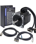 Front view of STEPPERONLINE closed-loop CNC kit: NEMA 34 stepper motor with CL86T V4.1 driver and cables