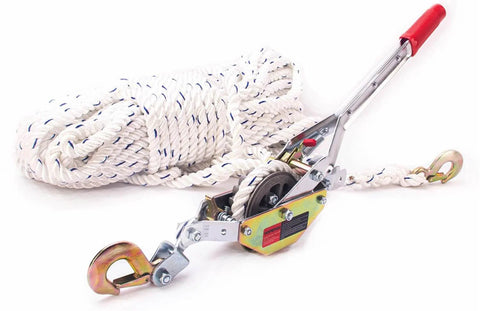 Rope Puller Three Quarter Ton Capacity With 100 Feet Of 0.6 Inch Rope Come Along Winch Hoist for towing and vehicle recovery