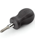 3-In-1 Stubby Multi-Bit Driver With Phillips And Slotted Bits, 1 Quarter Inch Shank 1 Nut Driver Bit Tube, compact handle view