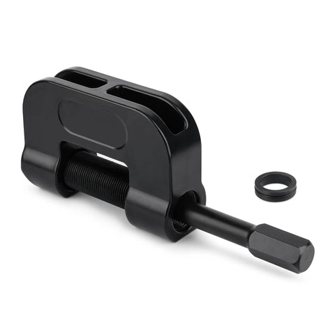 Heavy Duty Brake Anchor Pin Press For Semi Trucks And Class 6 8 Maintenance Quick Pin And Bushing Removal From S Cam Q Brakes Without Hammering Wide Compatibility With Kenworth Peterbilt Freightliner Mack Volvo And More 16002, black steel C-frame