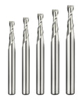Five Piece Two Flute HSS End Mill Set With Straight Shank For Small Holes And Deep Slots Includes Micro Diameters 1mm 2mm 3mm 4mm 5mm