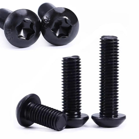 Top Notch Grade 10.9 Socket Bolts, Assorted Button Head Torx Screws With T25 Wrench, fully threaded M5 machine screws in black oxide finish.