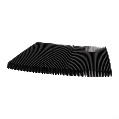 Flexible Accordion Bellows Cover For CNC Milling Machines, 1.5m Extendable Rail Dust Guard, black, angled view.