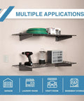 Two Pack Heavy Duty Steel Wall Garage Shelving Set 36 In By 18 In Adjustable Shelves With Hanging Rod Max Load 200 Lbs