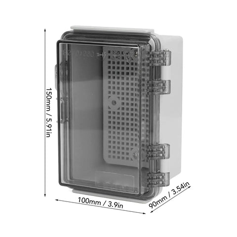 Heavy Duty ABS Electrical Enclosure Box With IP67 Waterproof Rating For 100x150x90mm side view showing dimensions and hinged cover.