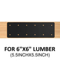 Lock Down Your Build With This Heavy-Duty 4 Pack Of 15.7 In X 5 In Straight Steel Mending Plates Built Tough For 6x6 And 6x8 Wood Framing Featuring A Savage 3mm Thickness Powder Coating And 12 Nailing Points For Absolute Slammin' Stability On Any DIY Job, showing black coated plate for 6x6 lumber with nail holes.