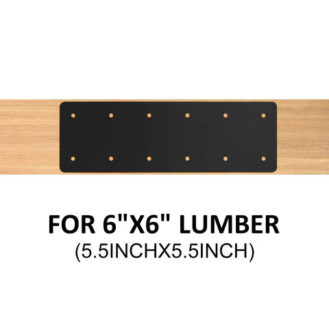 Lock Down Your Build With This Heavy-Duty 4 Pack Of 15.7 In X 5 In Straight Steel Mending Plates Built Tough For 6x6 And 6x8 Wood Framing Featuring A Savage 3mm Thickness Powder Coating And 12 Nailing Points For Absolute Slammin' Stability On Any DIY Job, showing black coated plate for 6x6 lumber with nail holes.