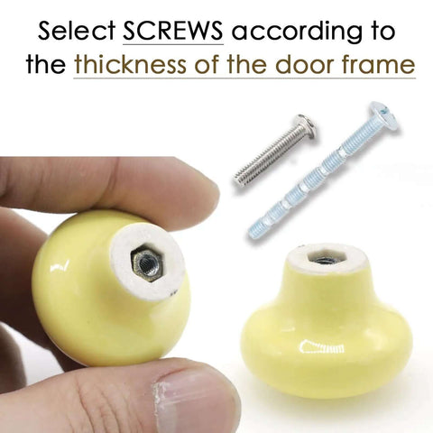 Light Yellow Ceramic Cabinet Knobs And 32 Millimeter Round Drawer Pulls Featuring A Knockout Matte Finish And Dang Easy Hardware Setup For Kitchen Cupboards And Vanities Snagged In A Ten Pack Bundle with screws for installation.
