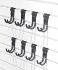Heavy Duty Slatwall Hooks 8 Pack For Garage Organization Black J Hooks Wall Mounts For Tools And Gear Easy Install