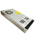 Heavy Duty 24 Volt 350 Watt Switching Power Supply angled view showing aluminum casing and ventilation for cooling.
