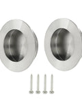 2 Pack Round Flush Pull Handles 65mm Outer Diameter 16mm Height, 50mm Hole Spacing Brushed Nickel Stainless Steel, with Screws