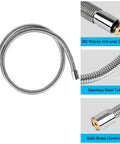 60 Inch Pre Rinse Sprayer Hose With Heat Resistant Handle Pro Grade Replacement For Commercial Kitchen Sinks, stainless steel