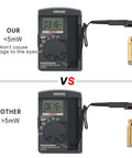 Comparison of Red Laser Bore Sighter For 223 Rem And 5.56 NATO Calibers, Brass Build, with laser power meters showing different mW readings.
