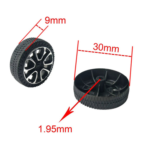 Dope Plastic Wheel Set With 2mm Shaft Axles For DIY RC Cars Boats And Helicopters Includes 100 Wheels And 50 STEM Shafts 30mm Black Silver
