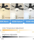 2-In-1 Socket Fan Light With Remote And App, 17.7 Inch Ceiling Fan With Socket Extender, 3 Color LED Bulbs, lighting modes display
