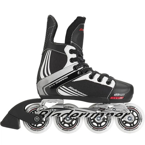 Youth Hockey Inline Skates Adjustable Four Size Fit With Lace Closure, Felt Padded Tongue, Aluminum Frame, Black And White Design