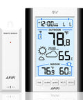 All In One Indoor Outdoor Thermometer And Hygrometer Weather Station With 330 Foot Wireless Remote Sensor Battery Powered And Backlit Display For Real Time Temp And Humidity Inside Or Outside, showing temperature and humidity readings.