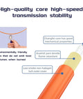 Diagram of Duplex LC To ST Multimode OM1 Patch Cable 20 M with orange jacket and highlighted features like flame retardancy.