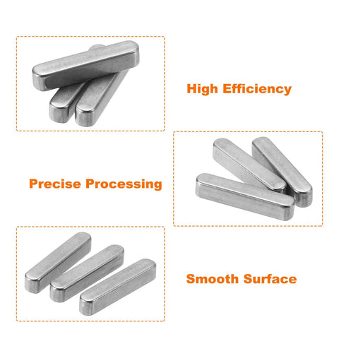 10 Pack Round Ended Feather Keys 3x3x16mm Stainless Steel Shaft Key Stock shown with smooth surface and precise processing