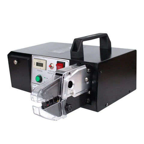 Aoxhugb Em-6B2 Electric Terminal Crimping Machine Wire Cutting Stripping Piers with control panel and clear jaw.