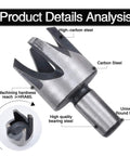 Heavy Duty High Carbon Steel Wood Plug Cutter Drill Bit Set With Rounded Shank, showcasing high-carbon steel cutter design.