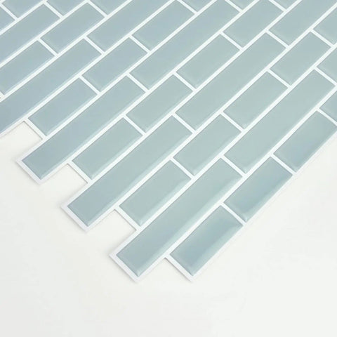 Sea Glass Peel And Stick Backsplash Tiles Blue 10.5 Inch By 10.5 Inch Four Panels Self Adhesive Easy To Install High Shine Kitchen Backsplash