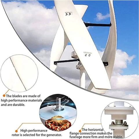 Close-up of Beast 9000W Vertical Wind Turbine Kit For Home And Business And Industrial Use With 48V System blades and rotor