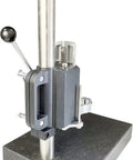 Portable Ultrasonic Hardness Tester With Test Stand And Heavy Gauge Probe on a solid granite base for precision testing.