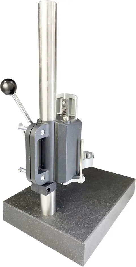 Solid Gold Portable Ultrasonic Hardness Tester With Robust Stand And Precision Probe mounted on a stable base, ideal for weld assessments.