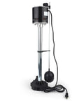 Pedestal Sump Pump With Top Mounted Float Switch, Handles 3/8 Inch Solids, 1-1/2 Inch FNPT Discharge, 115V Capacitor Motor, Black Finish