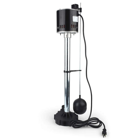 Pedestal Sump Pump With Top Mounted Float Switch, Handles 3/8 Inch Solids, 1-1/2 Inch FNPT Discharge, 115V Capacitor Motor, Black Finish