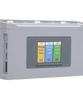 Mini 2Pro Three Channel USB Battery Charger Hub with digital display showing charging status, gray ABS plastic body