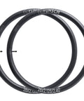 Beefy 26 Inch Bike Tubes 26x2.125 To 2.40 With AV32mm Schrader Valve 2-pack shown side by side, made from black butyl rubber.