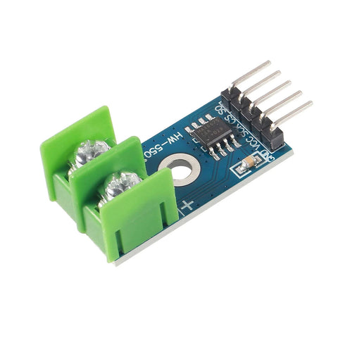 ACEIRMC MAX6675 temperature sensor module with K-type thermocouple, blue PCB and green screw terminals
