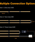 Under Cabinet LED Lighting Kit With 20 Foot Run, Six Dimmable Strip Lights From 2700K Warm White To 6500K Daylight connection options