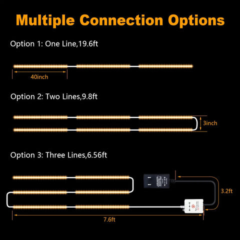 Under Cabinet LED Lighting Kit With 20 Foot Run, Six Dimmable Strip Lights From 2700K Warm White To 6500K Daylight connection options