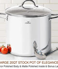 Commercial Grade 20 Quart Stock Pot With Lid Nickel Free Stainless Steel Heavy Duty Induction Ready Polished Stock Pot visible