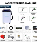 Straight Up Badass 3000W Double Wobble Laser Welder Machine 4In1 Laser Cleaner Cutter with packing list and accessories.