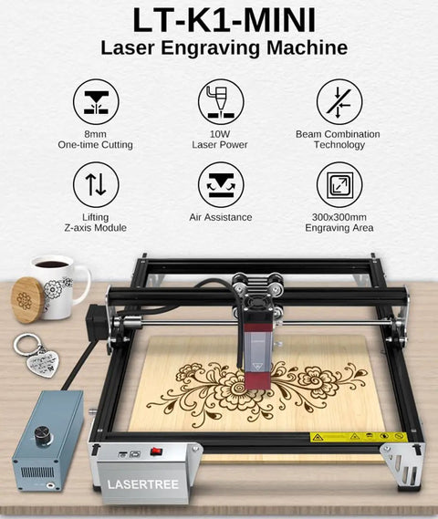 10W Laser Engraver With Air Assist Pump And Magnetic Pad Kit Built In FAC Eye Protection Class 4 Laser Engraver for wood.