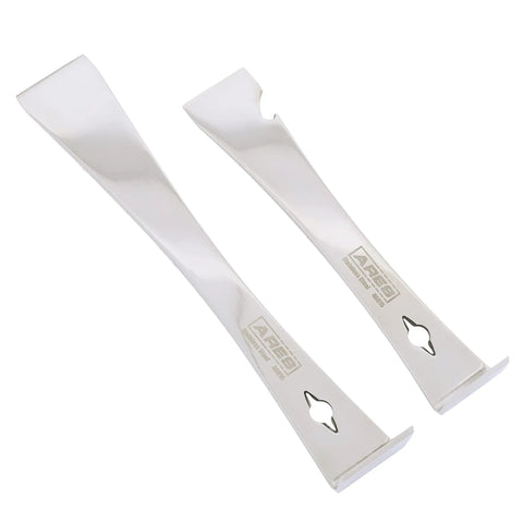 Two Piece Stainless Steel Prybar Scraper Set With 90 Degree Pry Ends Remove Residue From Gaskets And Surfaces Built In Nail Puller And Bottle Opener