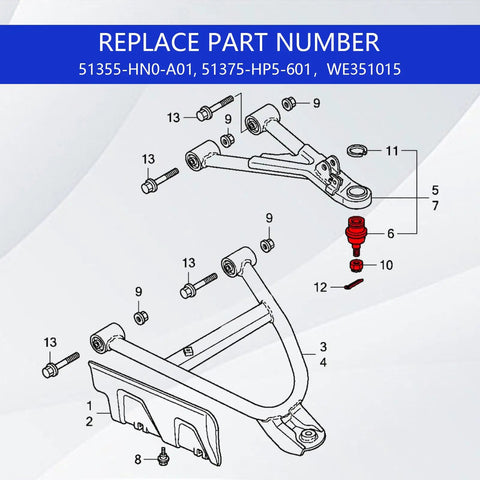 Beefy Heavy Duty Upper And Lower Ball Joint Kit For Honda TRX 420 450 500 650 680 Four Wheelers Fits 2014 To 2017 4x4 TRX 420 1998 To 2004 TRX 450 Foreman 2001 To 2017 TRX 500 Foreman Rubicon And 2003 To 2005 TRX 650 Rincon ball joint diagram