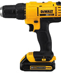 Boss Level 20V Cordless Drill Driver Kit With Compact Circular Saw High Performance Motor Two Speed Transmission Tough Build For Tight Spots Smooth Operation Job Ready Heavy Duty Lithium Power No Sweat Pros Trust This Legit Top Shelf Combo - Yellow cordless drill with lithium ion battery.