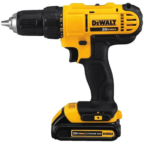 Boss Level 20V Cordless Drill Driver Kit With Compact Circular Saw High Performance Motor Two Speed Transmission Tough Build For Tight Spots Smooth Operation Job Ready Heavy Duty Lithium Power No Sweat Pros Trust This Legit Top Shelf Combo - Yellow cordless drill with lithium ion battery.